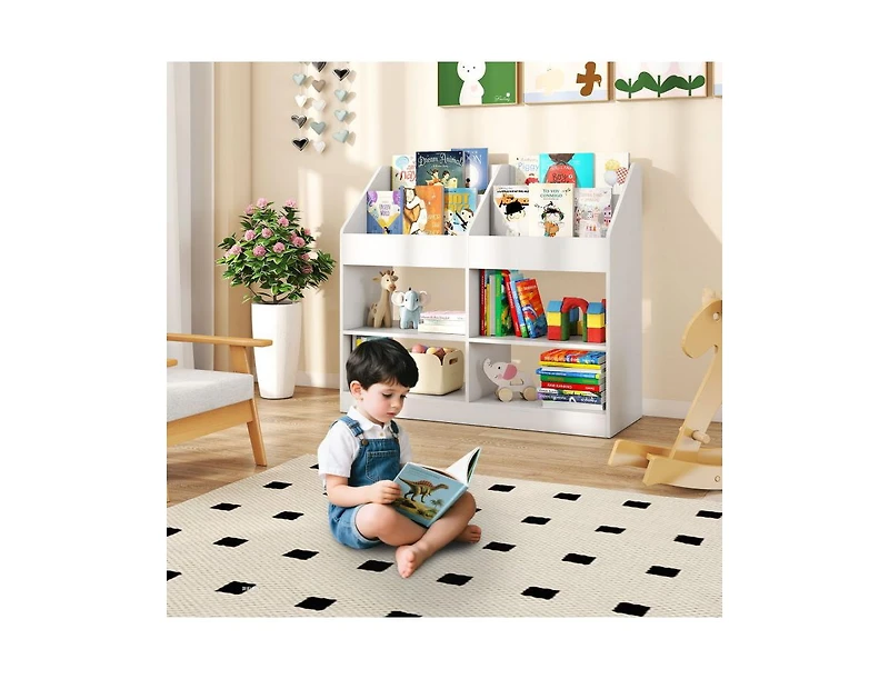 Slickblue Kids 3-Tier Bookshelf with Display Rack and Toy Storage