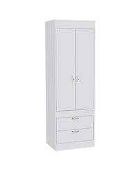 flynama Lisboa Armoire Double Door 2 Drawers Hanging Rod Metal Handles