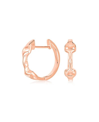 Bling Jewelry Western Equestrian Horse Bit Hoop Earrings Rose Gold Plated .925 Sterling Silver