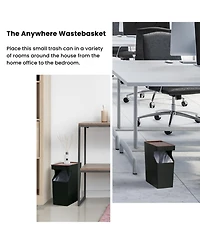 Home Zone Living 2-Pack 2 Gallon Small Trash Can, Slim Rectangular Wastebasket with Wood Grain Cover