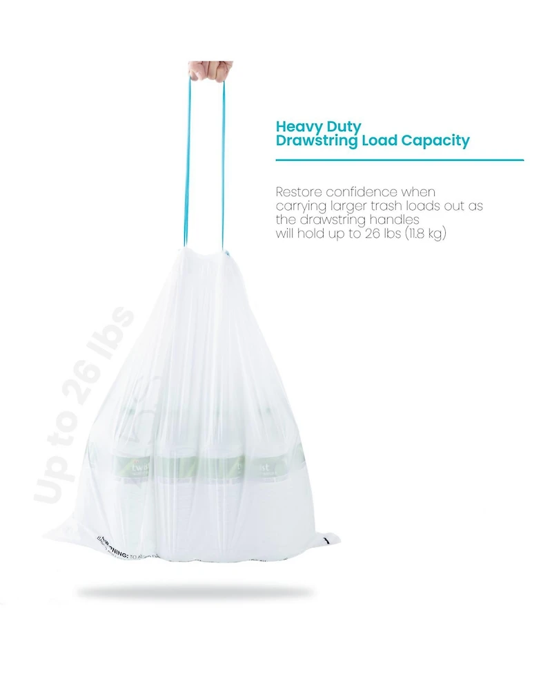 Home Zone Living Code 45S Drawstring Kitchen Trash Bags Custom Fit for 12 Gallon Bins, 60-Count