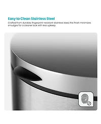 Home Zone Living 1.3 Gallon Bathroom Trash Can with Soft-Close Lid and Compact Stainless Steel Design