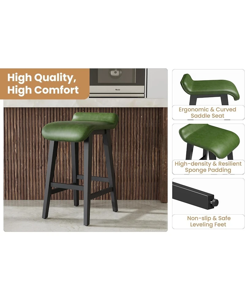 gaomon Set of 4 Modern Counter Height Bar Stools, Upholstered Kitchen Stools with Wood Legs