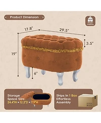 Rainsken Upholstered Storage Fringe Bench Ottoman Furniture
