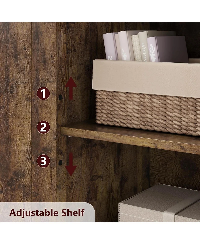 gaomon Farmhouse Freestanding Kitchen Pantry Cabinet with Glass Doors and Adjustable Shelves Cupboard, Floor Cabinet for Living Room