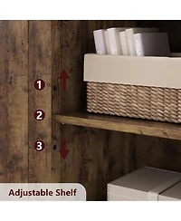 gaomon Farmhouse Freestanding Kitchen Pantry Cabinet with Glass Doors and Adjustable Shelves Cupboard, Floor Cabinet for Living Room