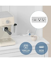 gaomon Pantry Cabinet with 4 Hooks, Kitchen Storage Cabinet with Charging Station, Coffee Bar Table for Living Room, Dining Room, 1 Large Drawer