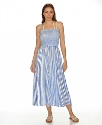Raviya Women's Striped Smocked Midi Swim Dress