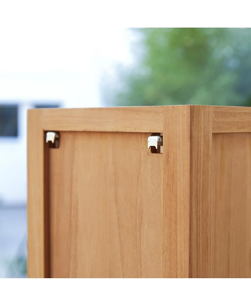 Tikamoon Solid Teak Bathroom Storage Column Cupboard Rack 2 Drawers 1 Cupboard 150cm