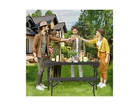 Slickblue Outdoor Folding Table and Bench Set with Hdpe Top and Metal Frame