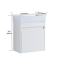 Sillysis 18" Wall Mounted Bathroom Vanity with Resin Sink, Soft Close Door & Ample Storage for Small Spaces