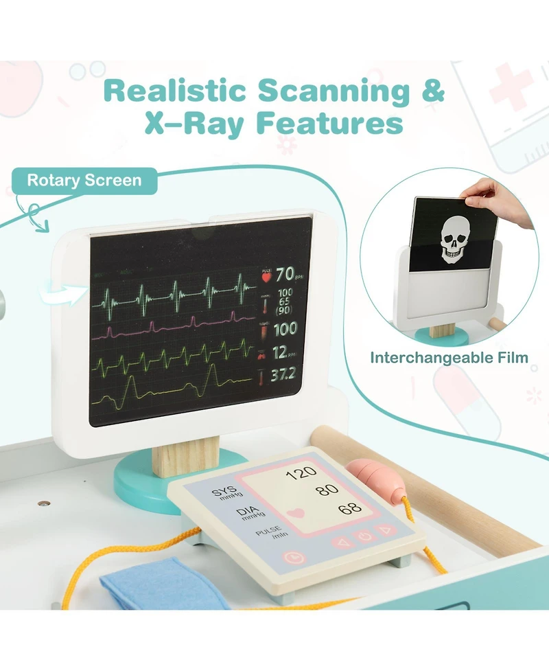 Slickblue Pretend Play Doctor Kit for Toddlers with Wooden Cart