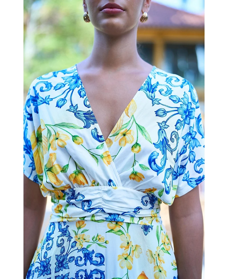 Yumi Women's Lemon-Print Midi Dress