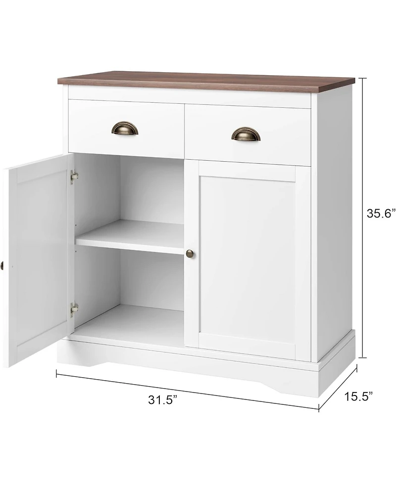 gaomon Farmhouse Buffet Cabinet 2 Doors 2 Drawers Adjustable Shelves for Dining Room