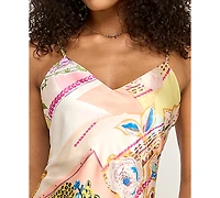 Katia Rae Women's V-Neck Patchwork Midi Dress