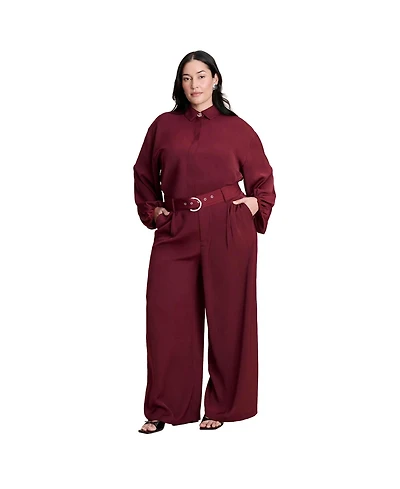 Eloquii Women's Wide Leg Belted Pant