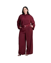Eloquii Women's Wide Leg Belted Pant