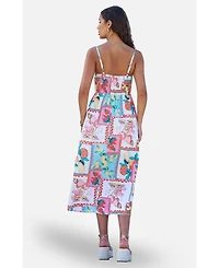 Yumi Women's Printed Midi Sun Dress