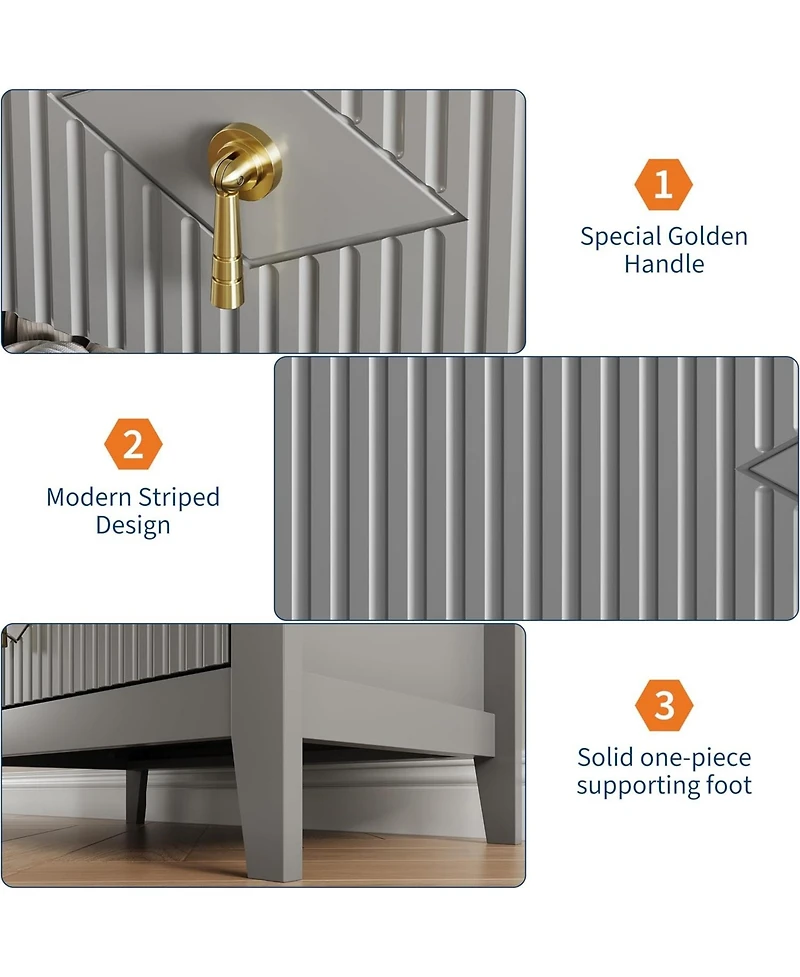 gaomon Mid-Century Modern Nightstand, 27.5" Wide Dresser with 3 Drawers, 150LB Strong Wood Bedside Table w/Metal Handle & Anti-Tip Kit.