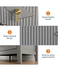 gaomon Mid-Century Modern Nightstand, 27.5" Wide Dresser with 3 Drawers, 150LB Strong Wood Bedside Table w/Metal Handle & Anti-Tip Kit.