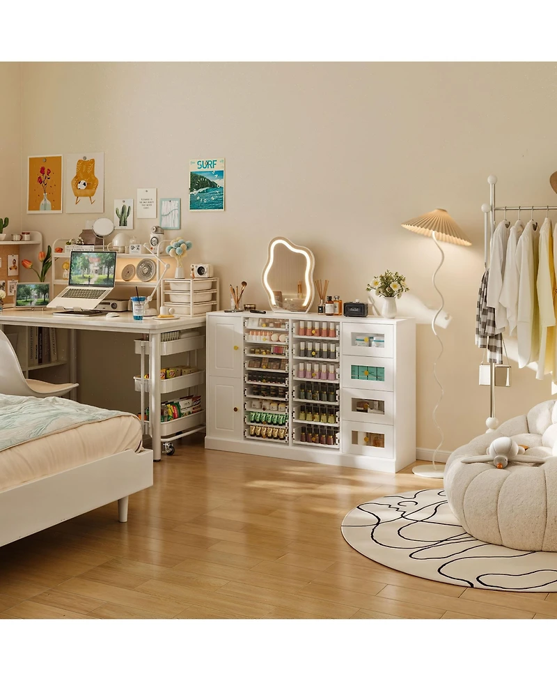 Homsee 19 Drawers Dressers, Nail Table, Makeup Table, Cosmetics Counter