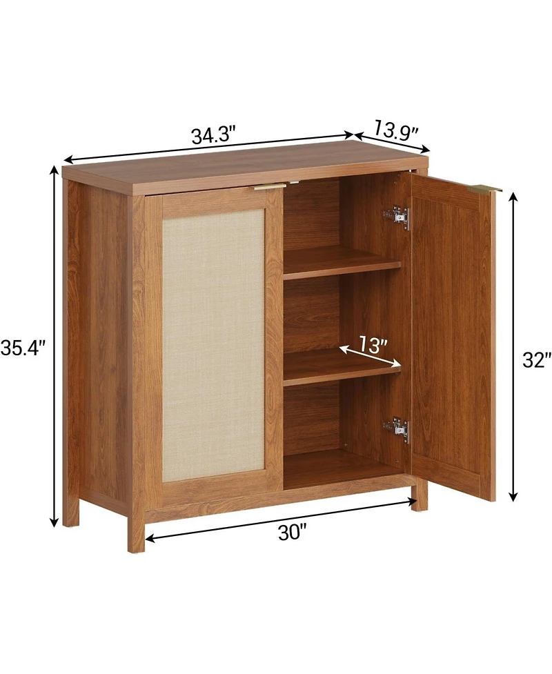 gaomon 34" Boho Sideboard Buffet Cabinet with Storage, Freestanding Storage Cabinet with Adjustable Shelves, Coffee Bar Console Table for Dining