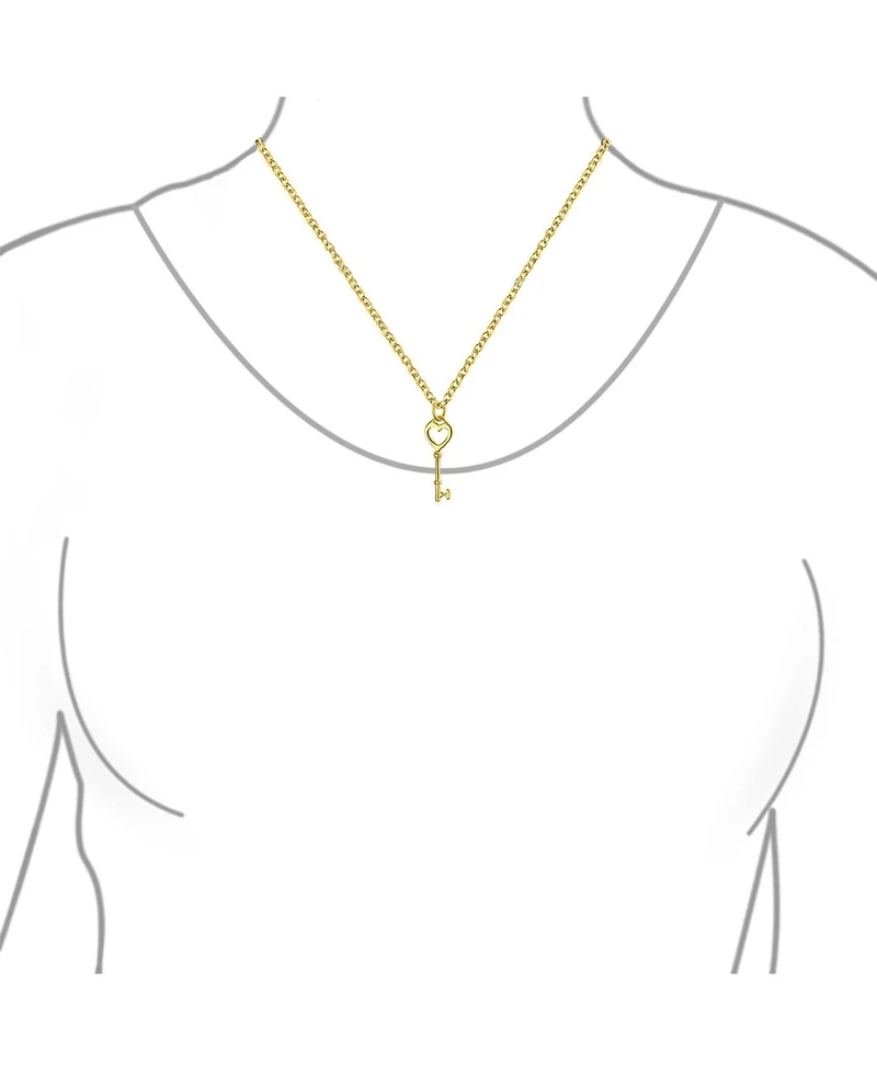 Bling Jewelry Romantic Key to Her Heart Pendant Necklace Gold Plated .925 Sterling Silver