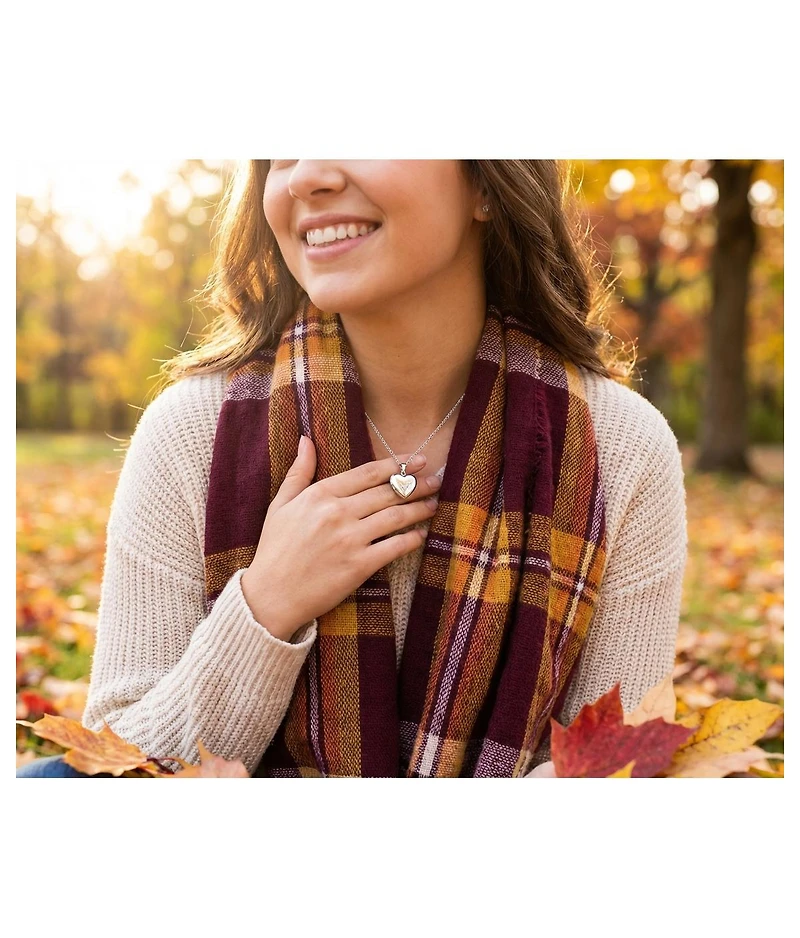 Bling Jewelry Simple Keepsake Puff Heart Shaped Photo Locket Necklace Pendant .925 Sterling Silver