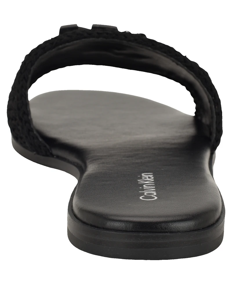 Calvin Klein Women's Kamine Woven Logo Flat Slip-On Sandals