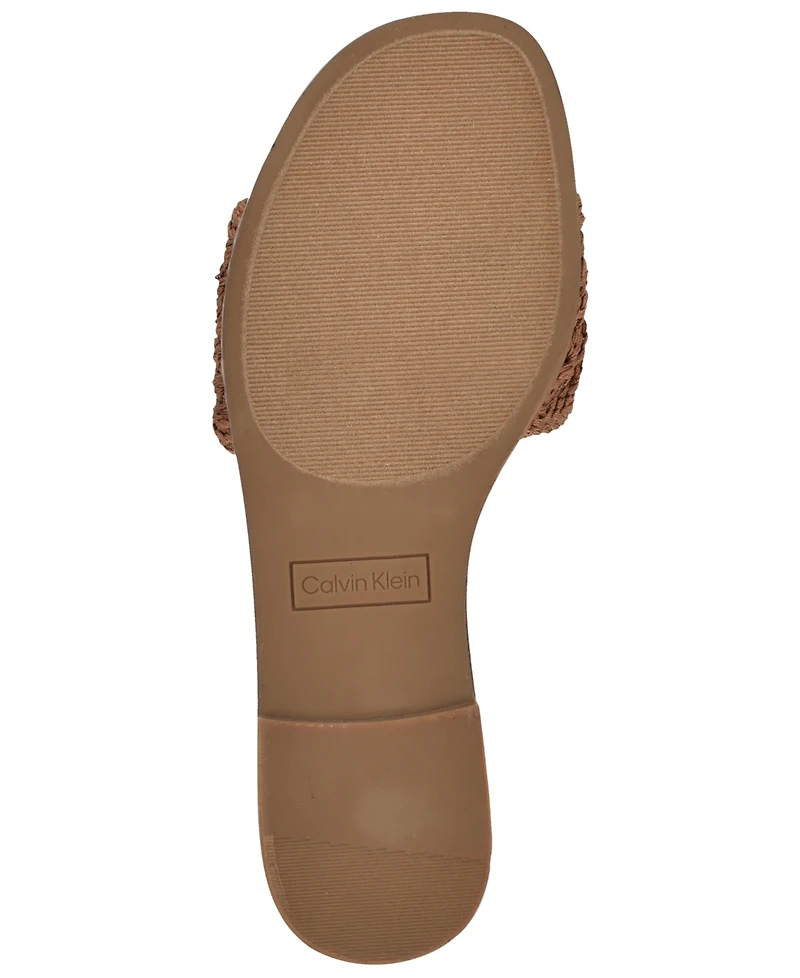 Calvin Klein Women's Kamine Woven Logo Flat Slip-On Sandals