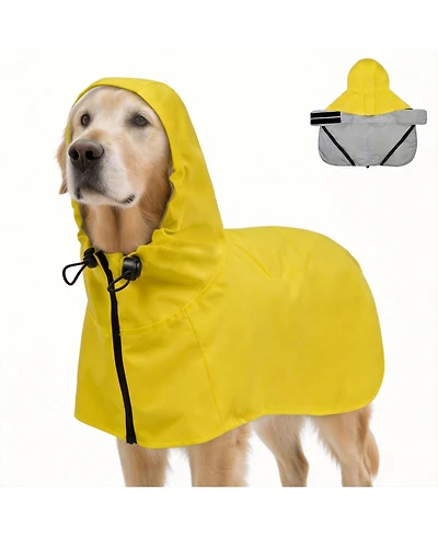 Aronkl Waterproof Windproof Dog Rain Jacket with Hood for Active Breeds - Breathable Mesh Lining
