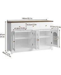 gaomon Buffet Cabinet with Storage, Modern Sideboard with Arched Acrylic Fluted Doors & 3 Drawers