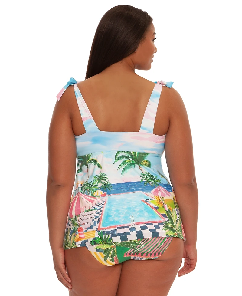 Becca Etc Plus Miami Beach Tie Shoulder Tankini Top