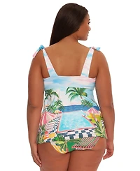 Becca Etc Plus Miami Beach Tie Shoulder Tankini Top