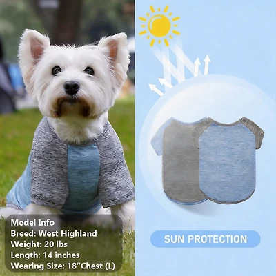 Aronkl 2-Pack Lightweight Athletic Dog T-Shirt with Reflective Label for Outdoor Use