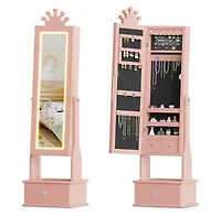 gaomon Kids Jewelry Armoire with Full-Length Mirror and Led Light