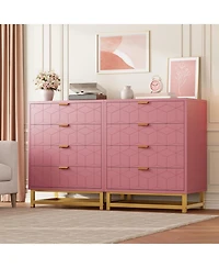 gaomon Dresser for Bedroom, 4 Drawer Wooden Dresser with Gold Handles, Modern Storage Dressers & Chests of Drawers for Hallway