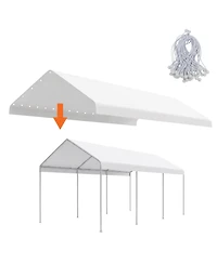 Aoodor 10 x 20 Ft All Weather Carport Replacement Canopy Cover