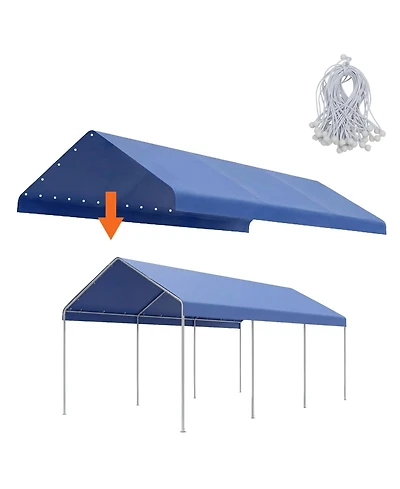 Aoodor 10 x 20 Ft All Weather Carport Replacement Canopy Cover
