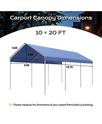 Aoodor 10 x 20 Ft All Weather Carport Replacement Canopy Cover