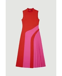 Karen Millen Women's Colour Block High Neck Midi Dress