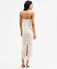 Jump Juniors' Lace Sweetheart-Neck Lace-Up-Back Midi Dress