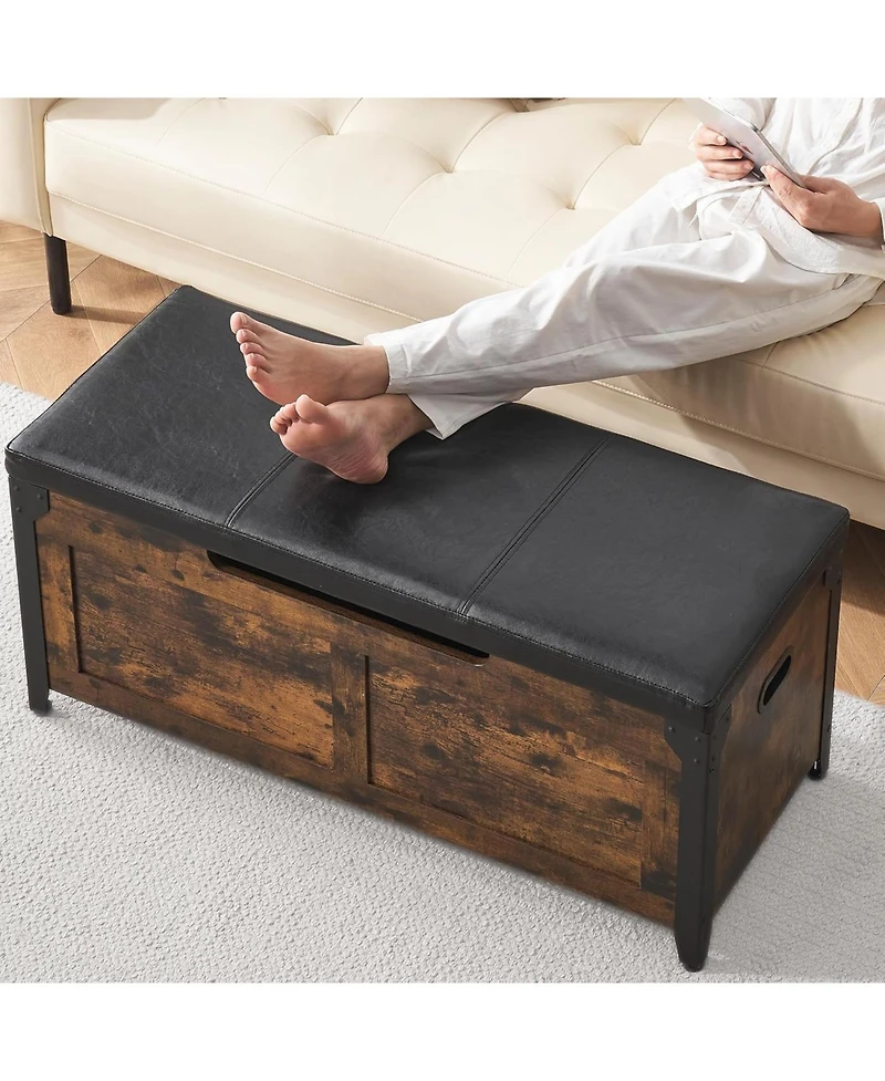 gaomon Storage Chest Wooden Storage Bench with Safety Hinges Large Shoe Bench for Entryway Easy Assembly