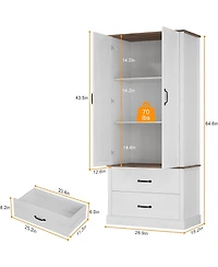 gaomon Kitchen Pantry Cabinet 2 Drawers Barn Doors Adjustable Shelves for Kitchen