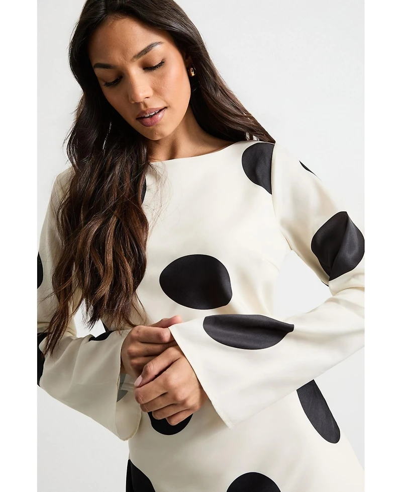 Warehouse Women's Polka Dot Scoop Back Maxi Dress