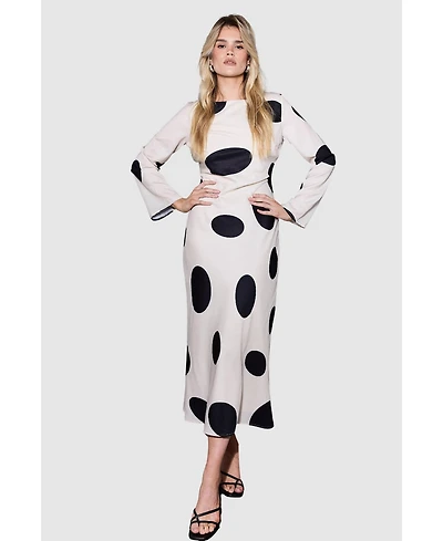Warehouse Women's Polka Dot Scoop Back Maxi Dress