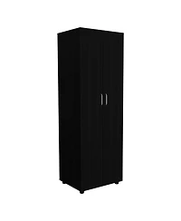 Flynama Double Door Armoire with Metal Hanging Rod and Two Interior Shelves Storage Cabinet