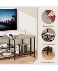 gaomon Tv Stand with 4 Open Shelves Corner Entertainment Center Power Outlets Plus Led Lights Media Console