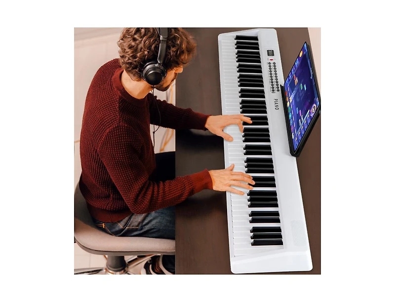 Hongge Key Foldable Electric Keyboard Piano with Wireless Midi and Dual Speakers