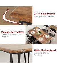 gaomon 5-Piece Square Dining Set for 4, Metal Frame Table & Upholstered Chairs, Retro